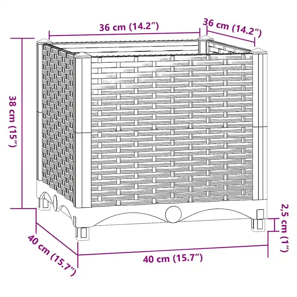 Fioriera Rialzata 40x40x38 cm in Polipropilene 153308