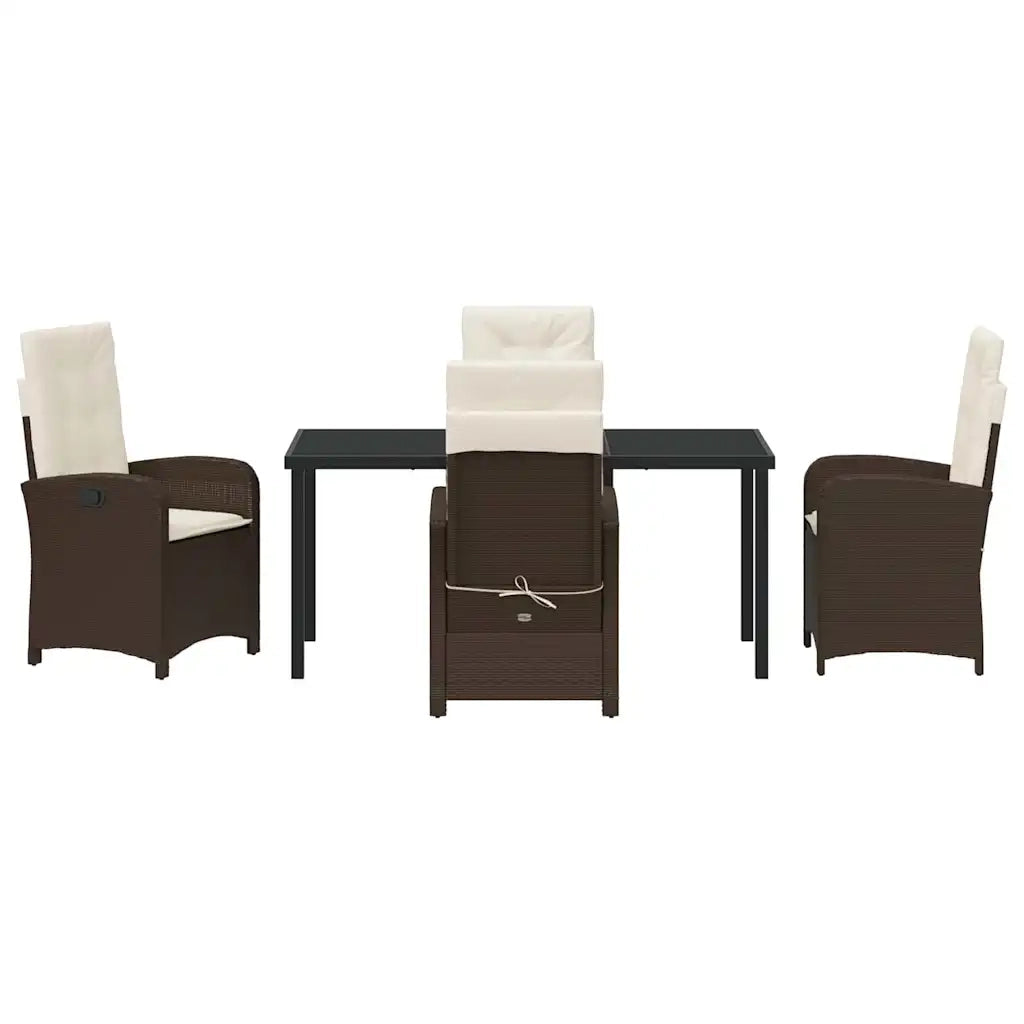 Set da Pranzo per Giardino con cuscino 5 pcs Marrone polyrattan 3380270