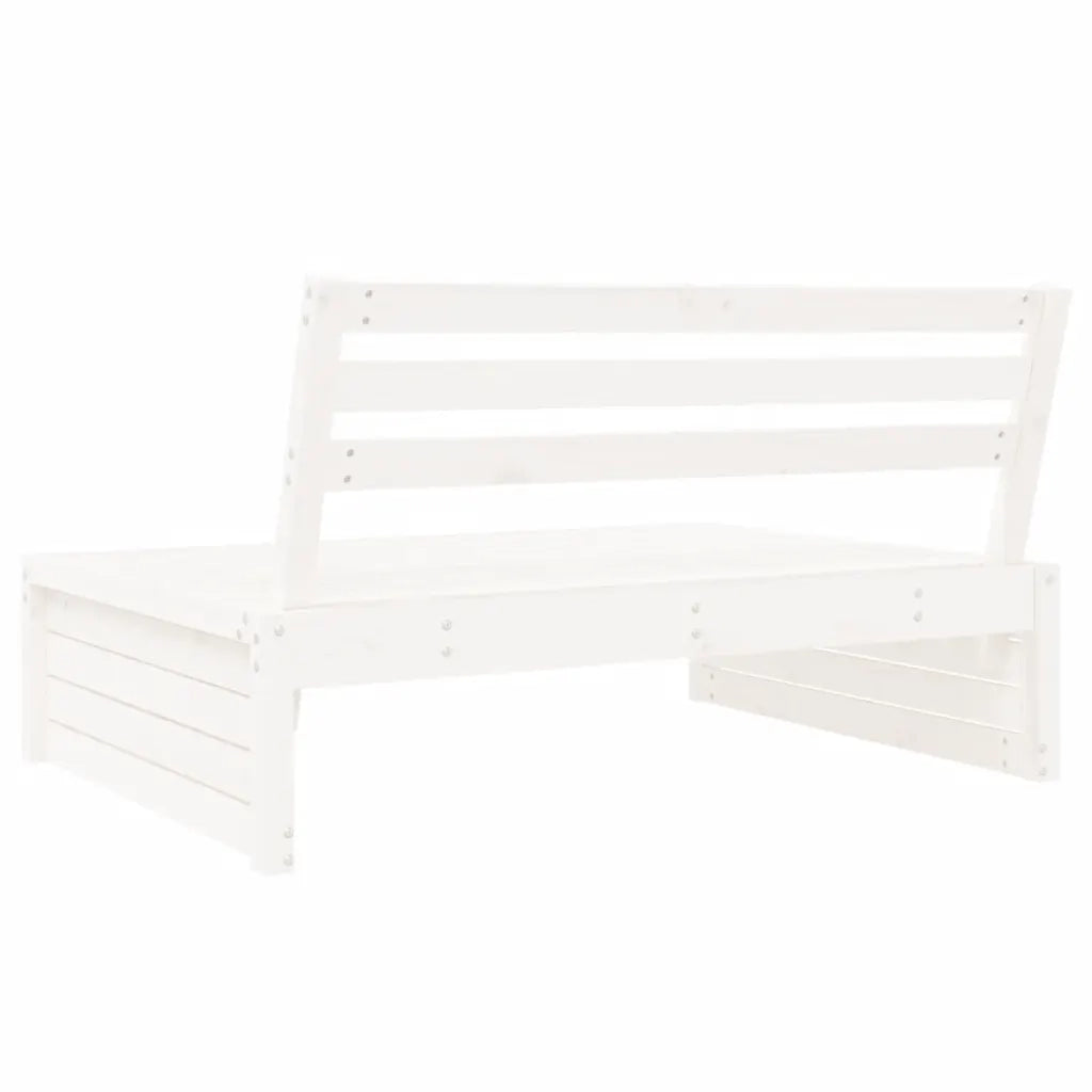 Divano Centrale Giardino-Sofa Modulare-Divanetto da esterno Bianco 120x80cm Legno Massello Pino 431304