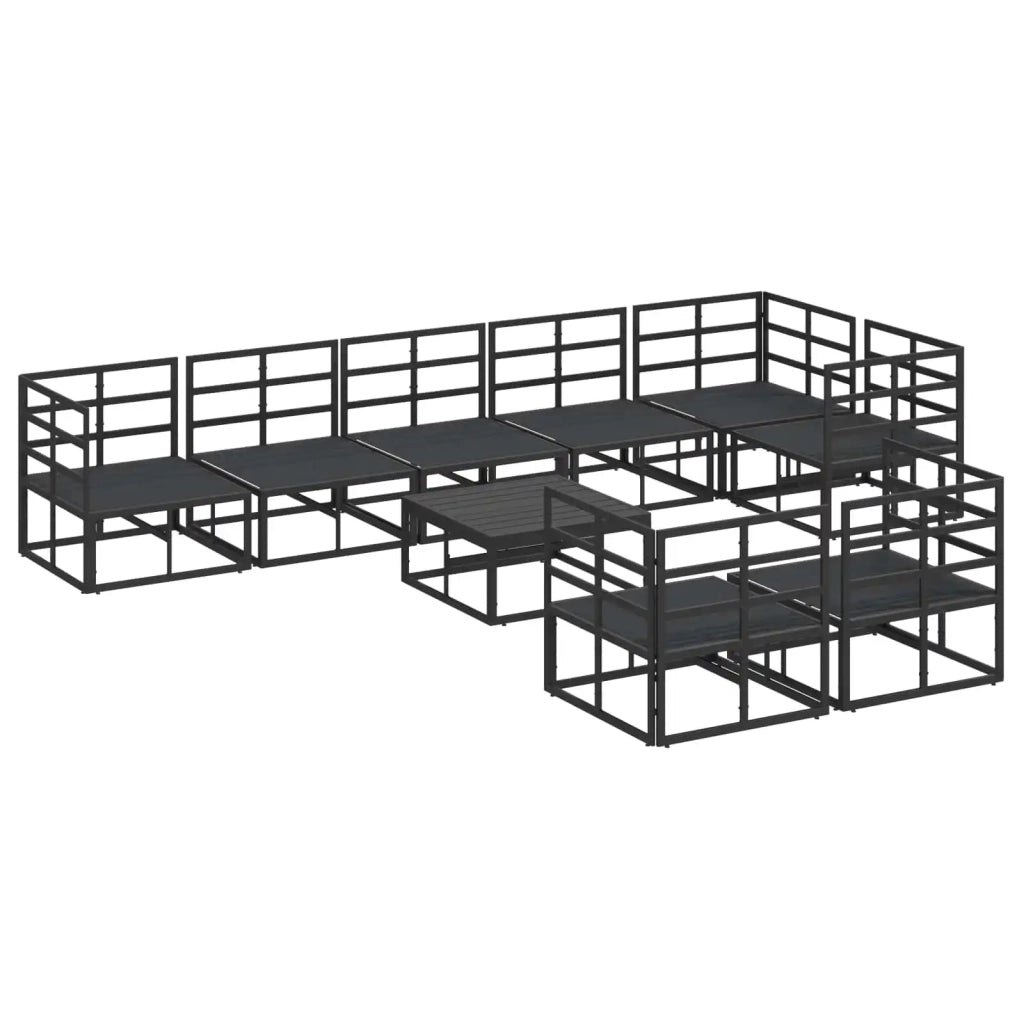 Set Divano da Giardino con cuscino 9 pcs Nero Alluminio 3378889