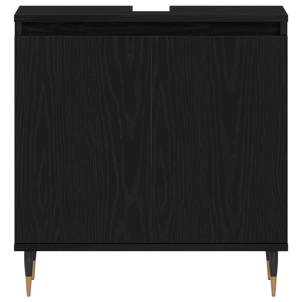 Set di Mobili per Bagno in 3 Pezzi Quercia Nera Legno Ingegnerizzato