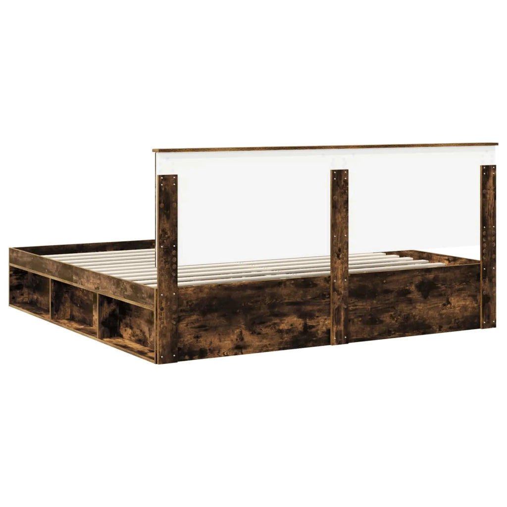 Struttura del letto Rovere fumé 200 x 200 cm Pino massello