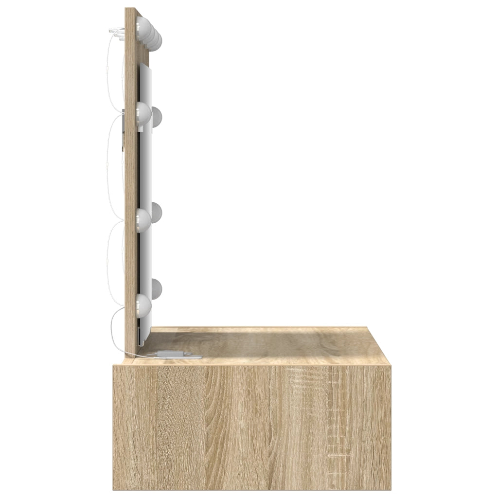 Tavolo da Toeletta a Muro con Luci LED Rovere Sonoma