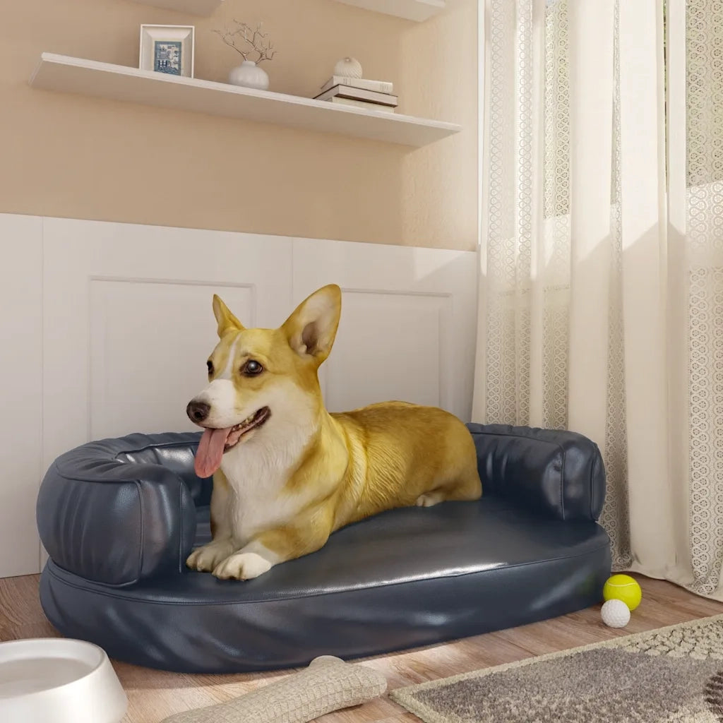 Letto Cani Ergonomico Gommapiuma Blu Scuro 75x53 cm Similpelle CFW1792114