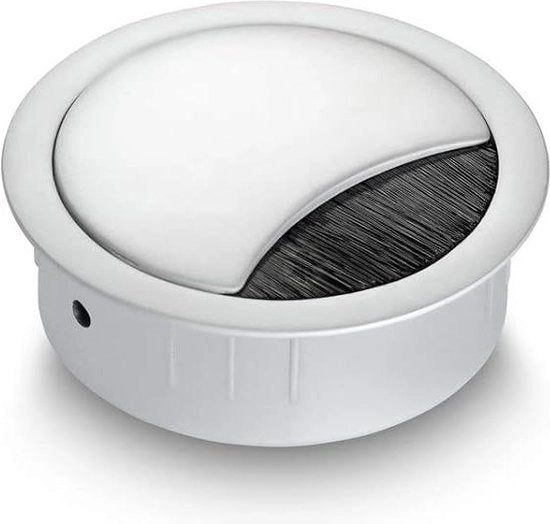 Cassa a cavi a 60 mm in acciaio inox lucido con chiusura a spazzola - per più cavi - coperchio rimovibile - altezza di circa 21 mm