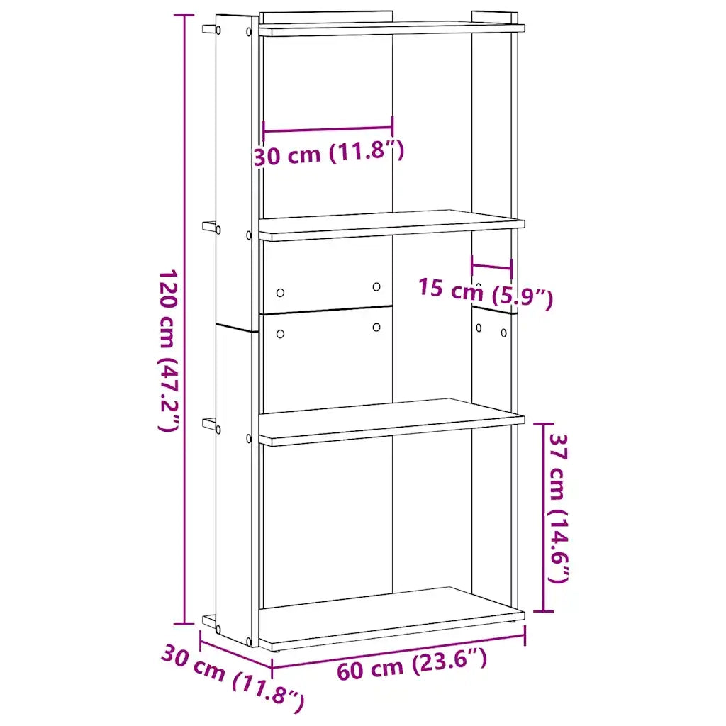 Libreria 3 Ripiani Rovere Sonoma 60x30x120 cm Legno Multistrato 860267
