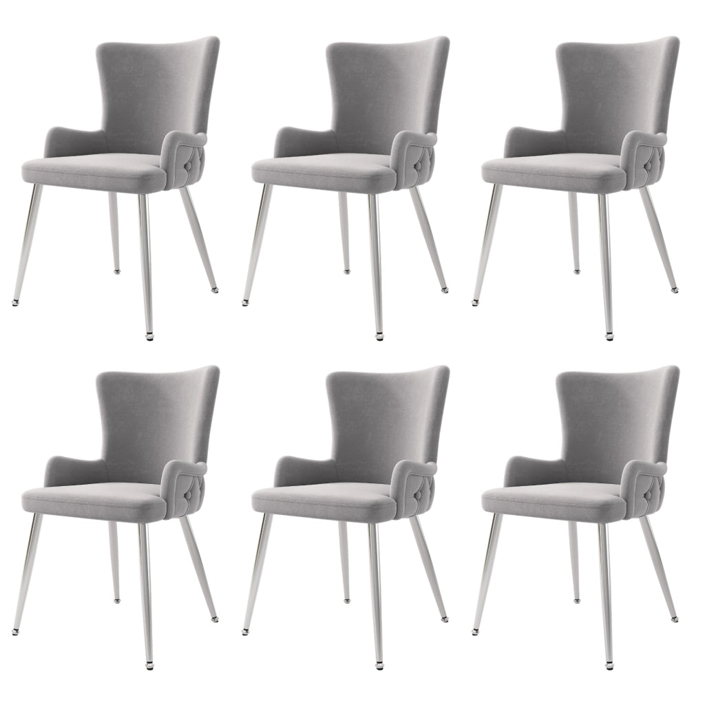 SEDIA in velluto grigio e argento Set da 6 pezzi