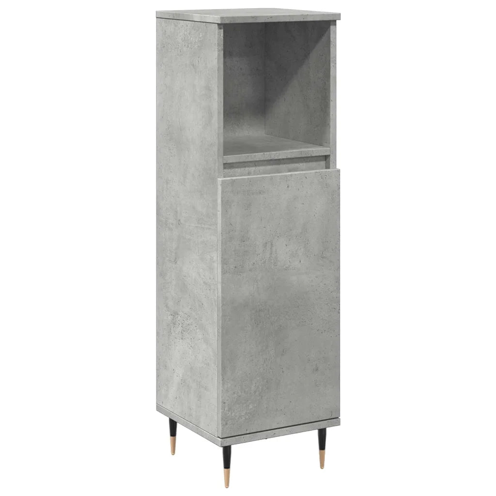 Armadietto da Bagno Grigio Cemento 30x30x100 cm in Truciolato 857204
