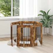 Cancello per cani con supporti 6 pcs Rovere Fumo 60 x 80 cm 892105