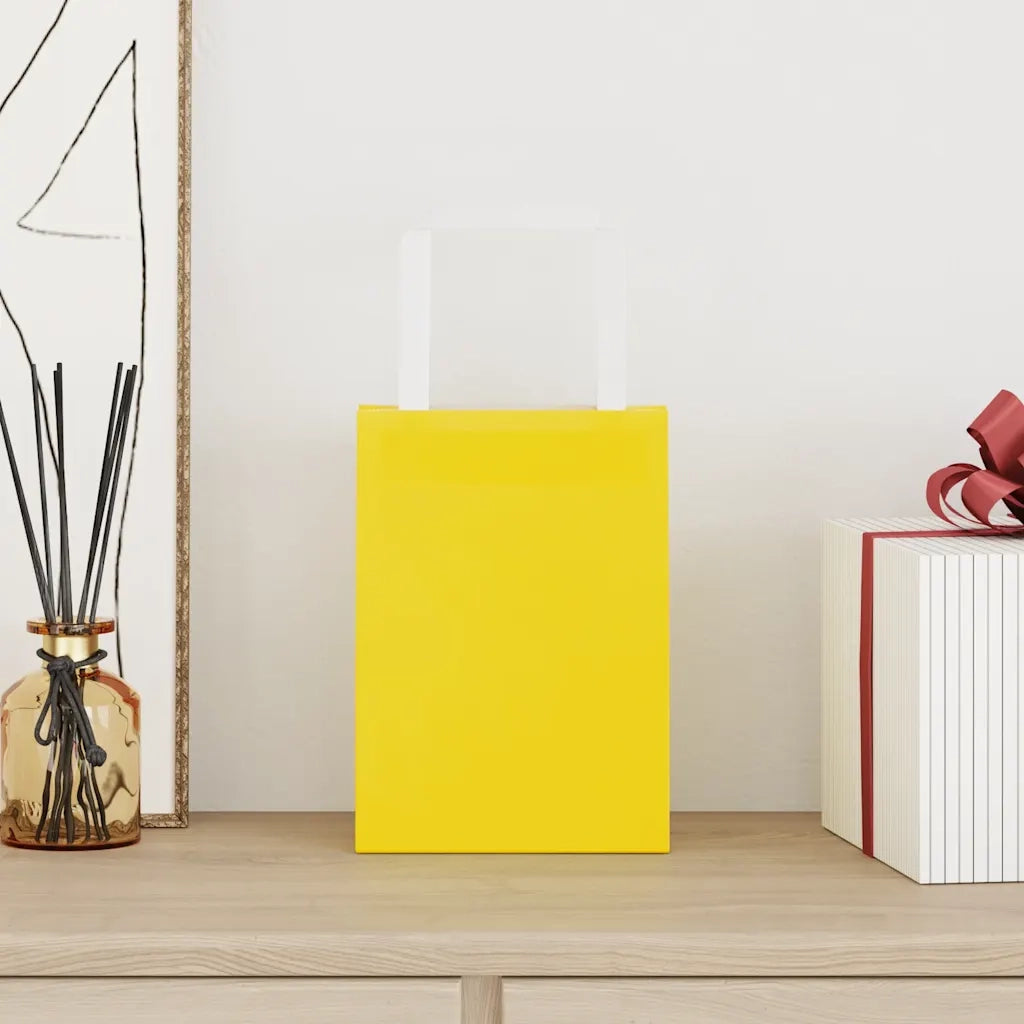 vidaXL Sacchetti di Carta 250 pz con Manici Gialli 15x8x21 cm