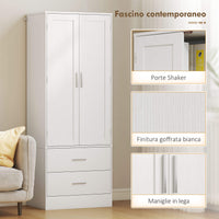 Credenza da Cucina 60x40x159 cm con Armadietto con 8 Ripiani Portaspezie e 2 Cassetti Bianco