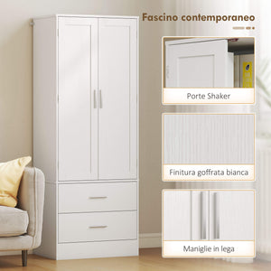 Credenza da Cucina 60x40x159 cm con Armadietto con 8 Ripiani Portaspezie e 2 Cassetti Bianco