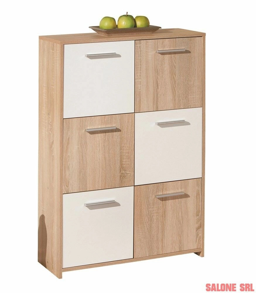 MOBILE SOGGIORNO BUFFET EGADI 77x30x115H FINITURA ROVERE E BIANCO LACCATO INTER LINK