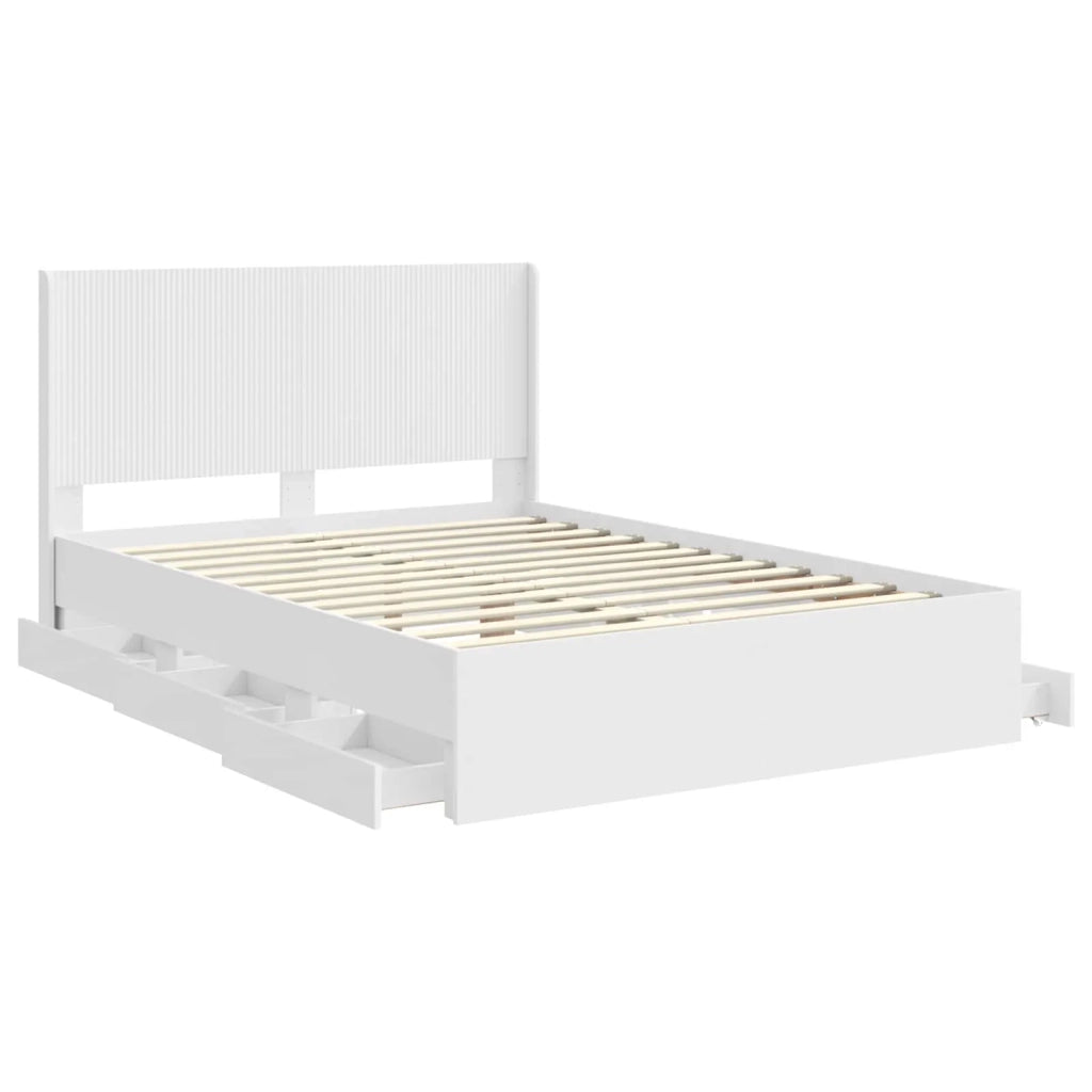 Struttura del letto con stoccaggio e testata Bianco 3413947