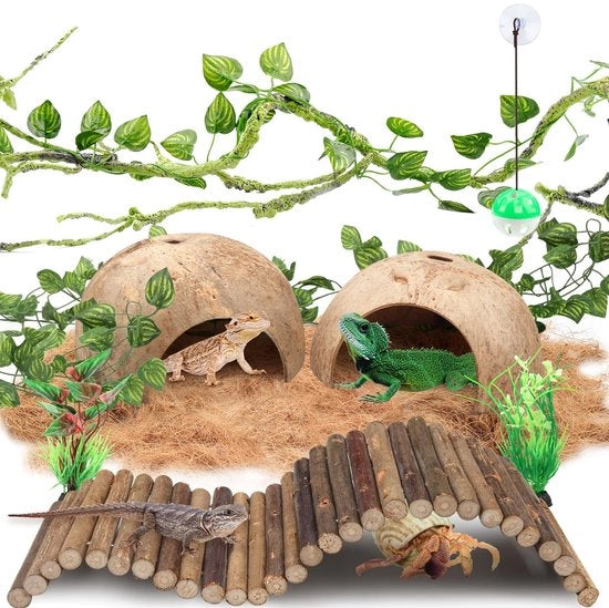 Accessori per terrario per crested gecco - piante artificiali e fili di crescita - naturale atmosfera - decorazione per rettili - perfetto per terrario - Ge...