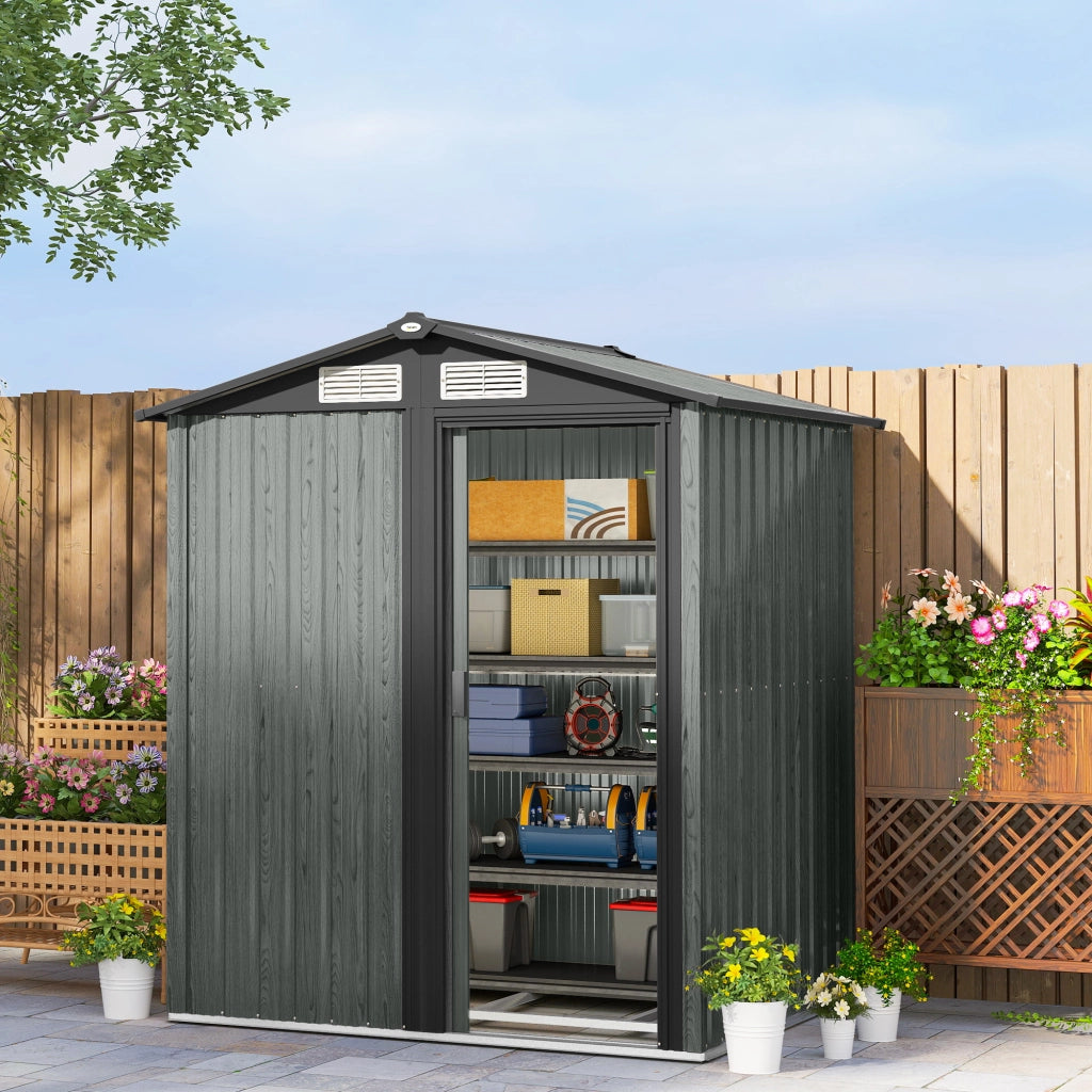Casetta da Giardino in Acciaio ¨C Zephmum ¨C Grigio 152x132x188 cm
