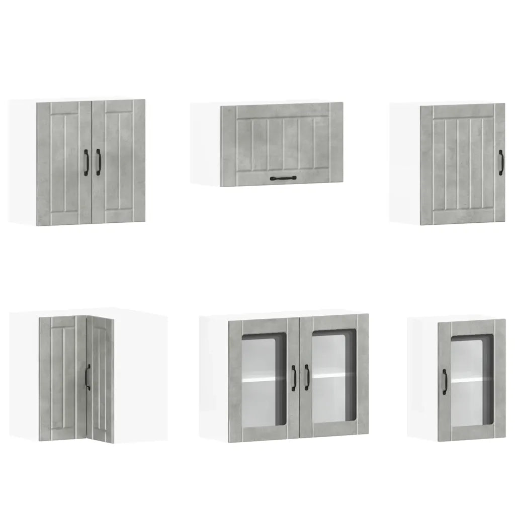 vidaXL Set Mobili da Cucina 11 pz Lucca Grigio Cemento in Truciolato