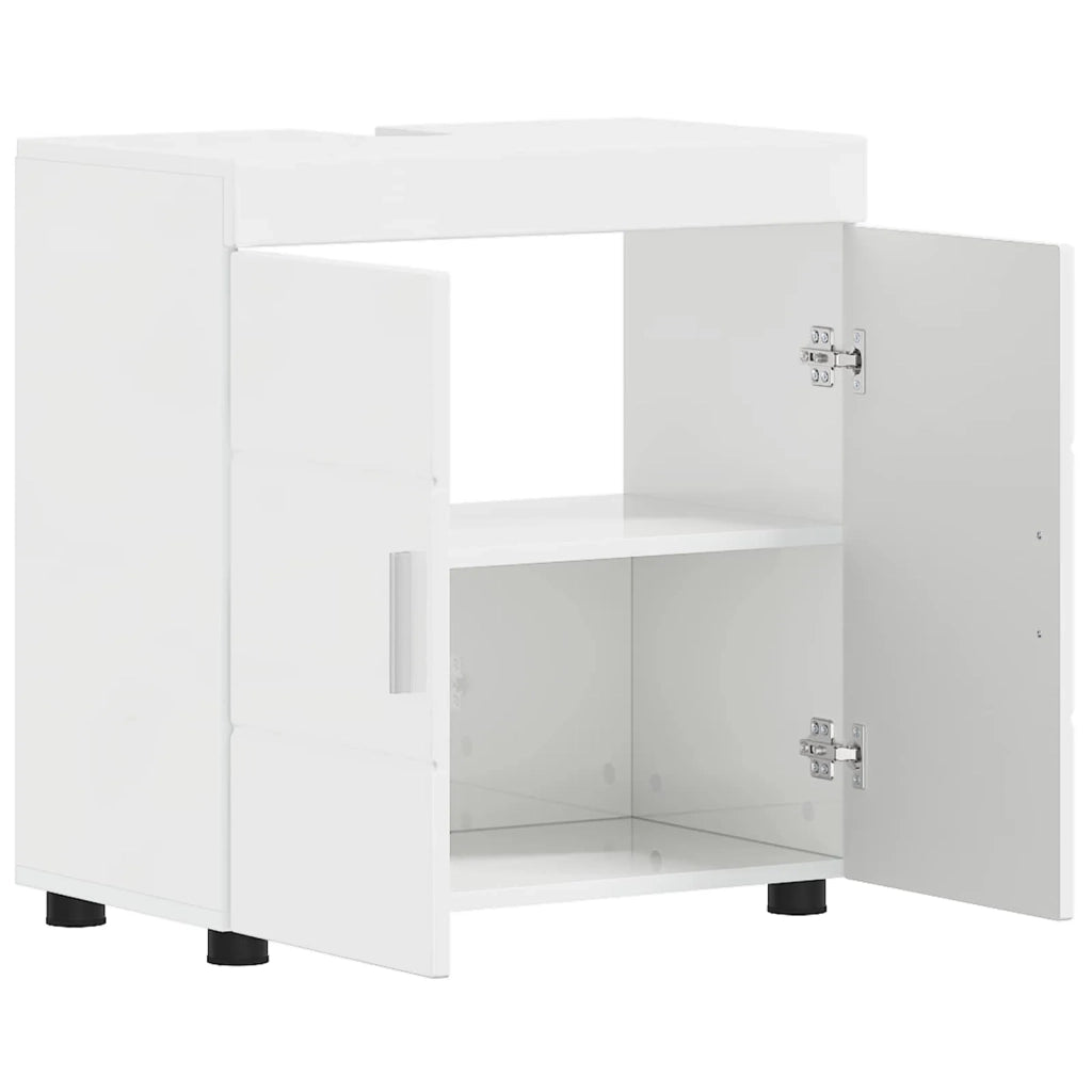 Set di Armadi da Bagno TULUM Bianco Lucido 60 x 34 x 63 cm