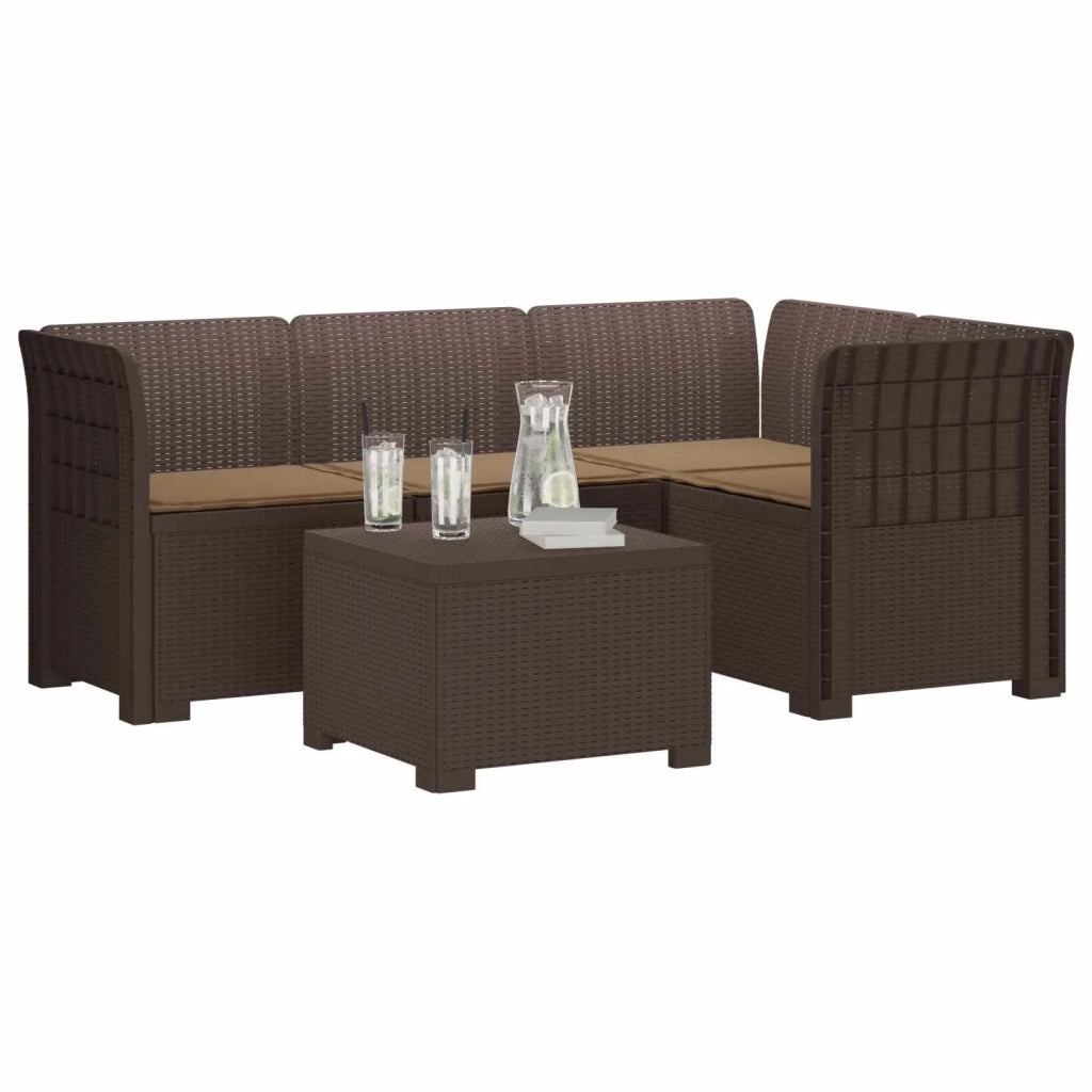 Divano da giardino 4 posti con cuscini aspetto rattan PP 3444004