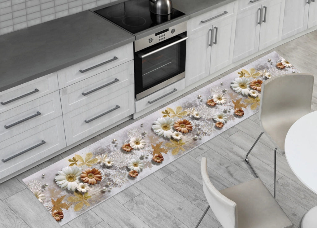 Tappeto Passatoia Cucina Antiscivolo Sottolavello Digitale Disegno Gerbera - 50x90 - Gerbera