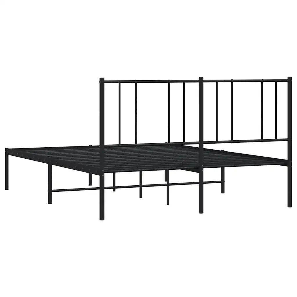 Letto matrimoniale | Letto per adulti | Giroletto con Testiera in Metallo Nero 120x200 cm