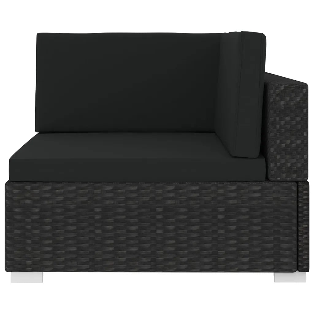 Poltrona Modulare ad Angolo 1 pz con Cuscini in Polyrattan Nero cod mxl 70067