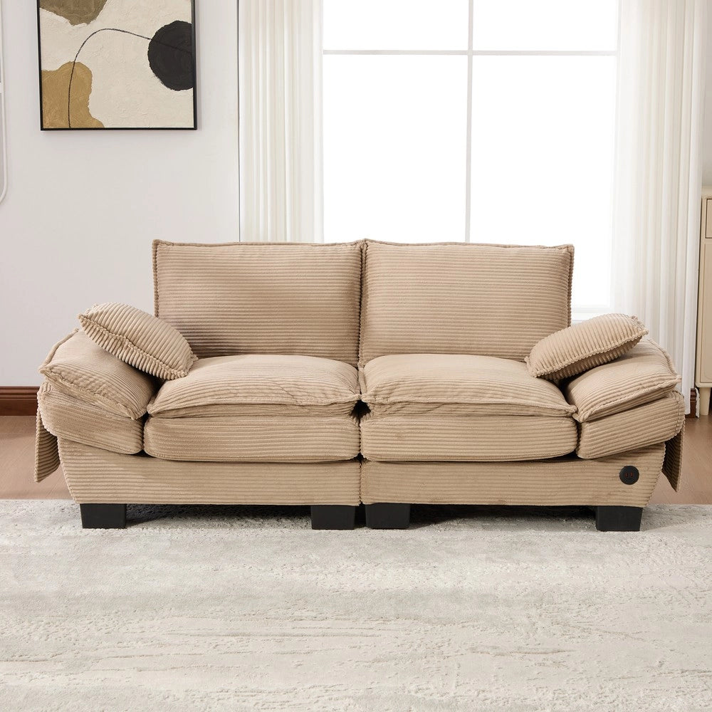 Divano Modulare 2 Posti con Braccioli ¨C Xylo ¨C Tessuto, Beige/Khaki