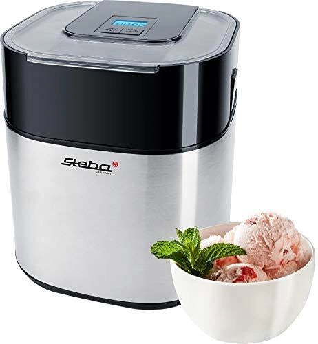 Steba IC 30 Macchina per Gelato Tradizionale 1,5 L 9,5 W Display LCD Timer Integrato Piedini Antiscivolo Colore Nero Acciaio Inossidabile