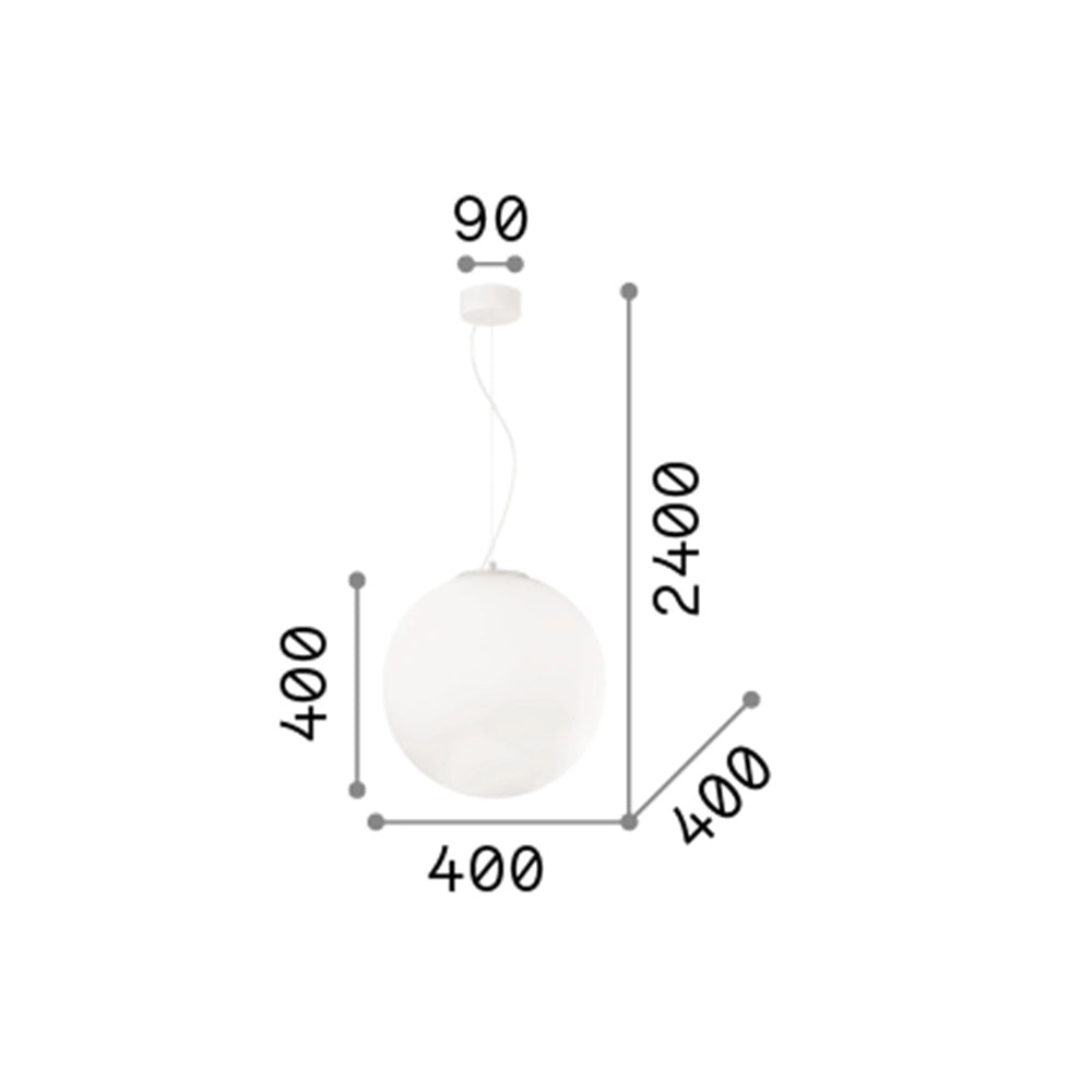 Sospensione Moderna Mapa Vetro Acidato Bianco 1 Luce E27 D40Cm