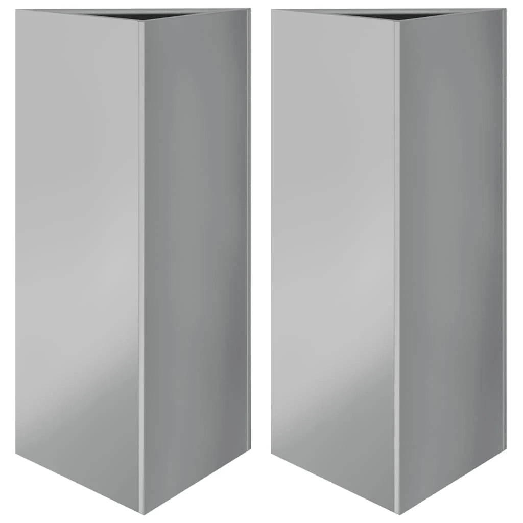 Fioriera rialzata per piante fiori giardino terrazze set da 2 triangolare 40 x 34,5 x 70 cm acciaio zincato argento 02_0039102