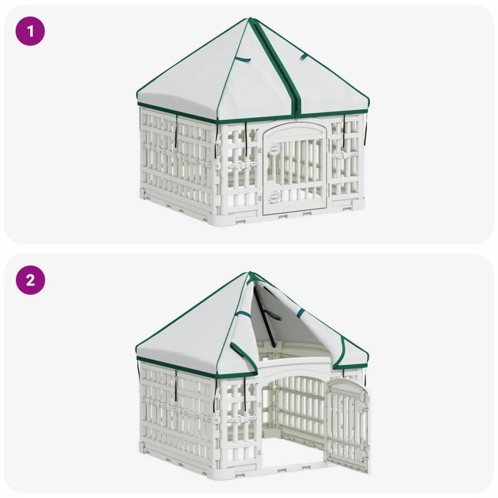 Pannello per cani a 4 sezioni con tetto Bianco 63 x 63 x 67 cm 42027214