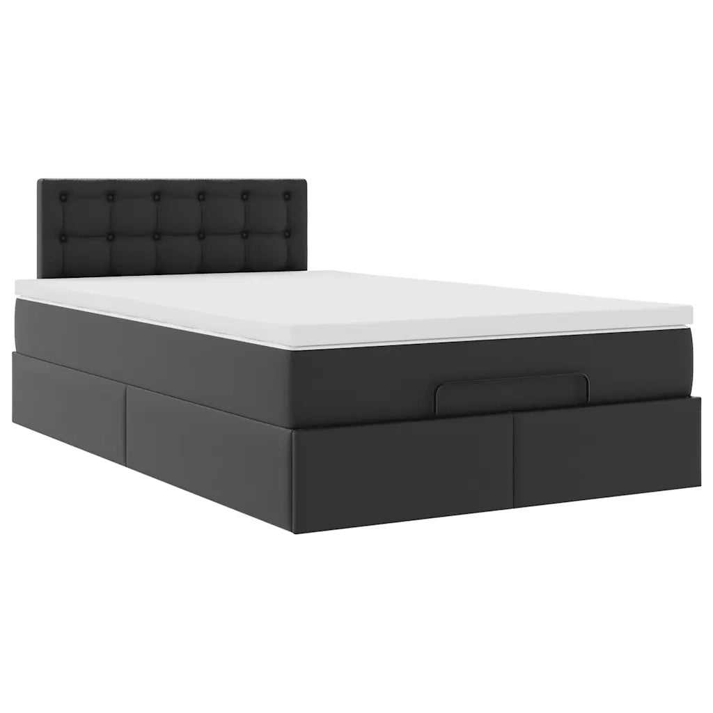 Struttura Letto Pouf con Materasso Nero 120x200 cm Similpelle 3312147