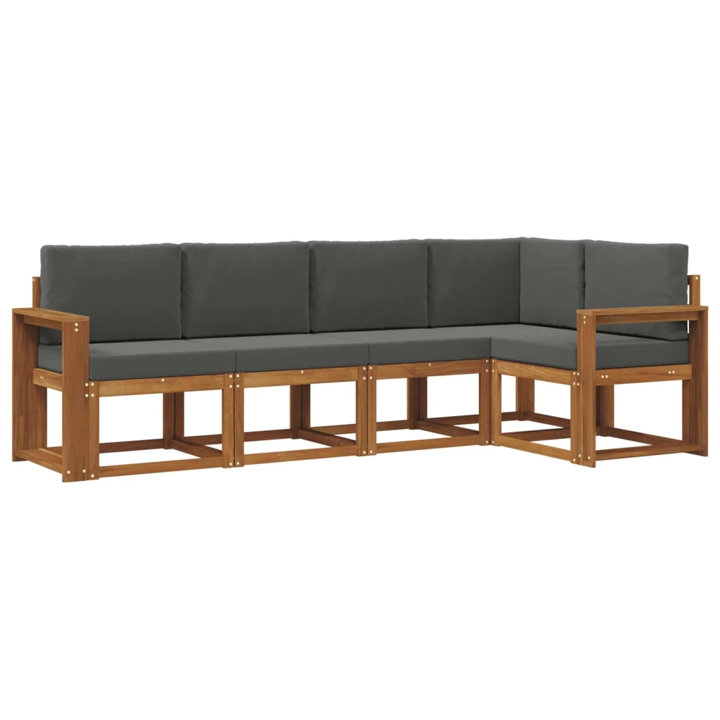 Set di divani da esterno con cuscino 5 pcs Naturale e Antracite