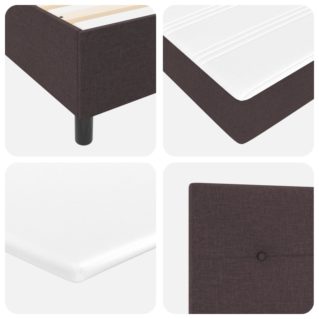 Letto Box Spring con Materasso in Marrone Scuro, 140x190 cm, Tessuto
