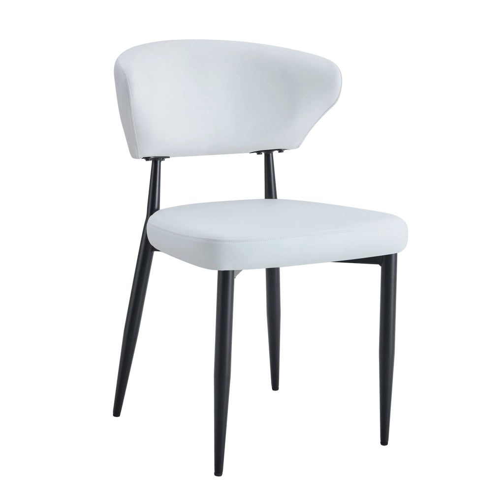 Sedie da pranzo moderne in PU bianco con gambe in metallo nero; set da 2; 72 x 65 x 47;5 cm