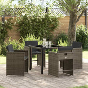 Set da Pranzo per Giardino con cuscino 5 pcs Grigio polyrattan 3379980