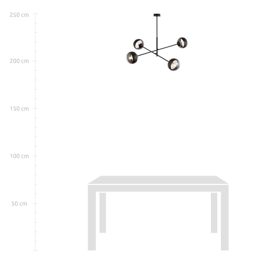 Emibig Linear lampadario 4xE14 nero/vetro trasparente