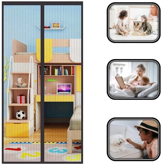 Veloce installazione - Protezione dalle zanzare - Schermo magneto statico - Per porta finestra - Nera (95 x 200)