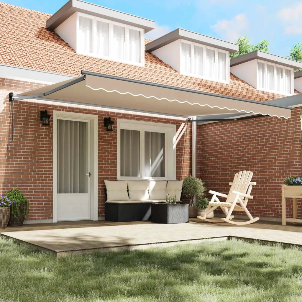 Tenda da Sole-Tenda parasole per balcone Beige 450 x 300 x 165 cm Poliestere e Metallo 500333