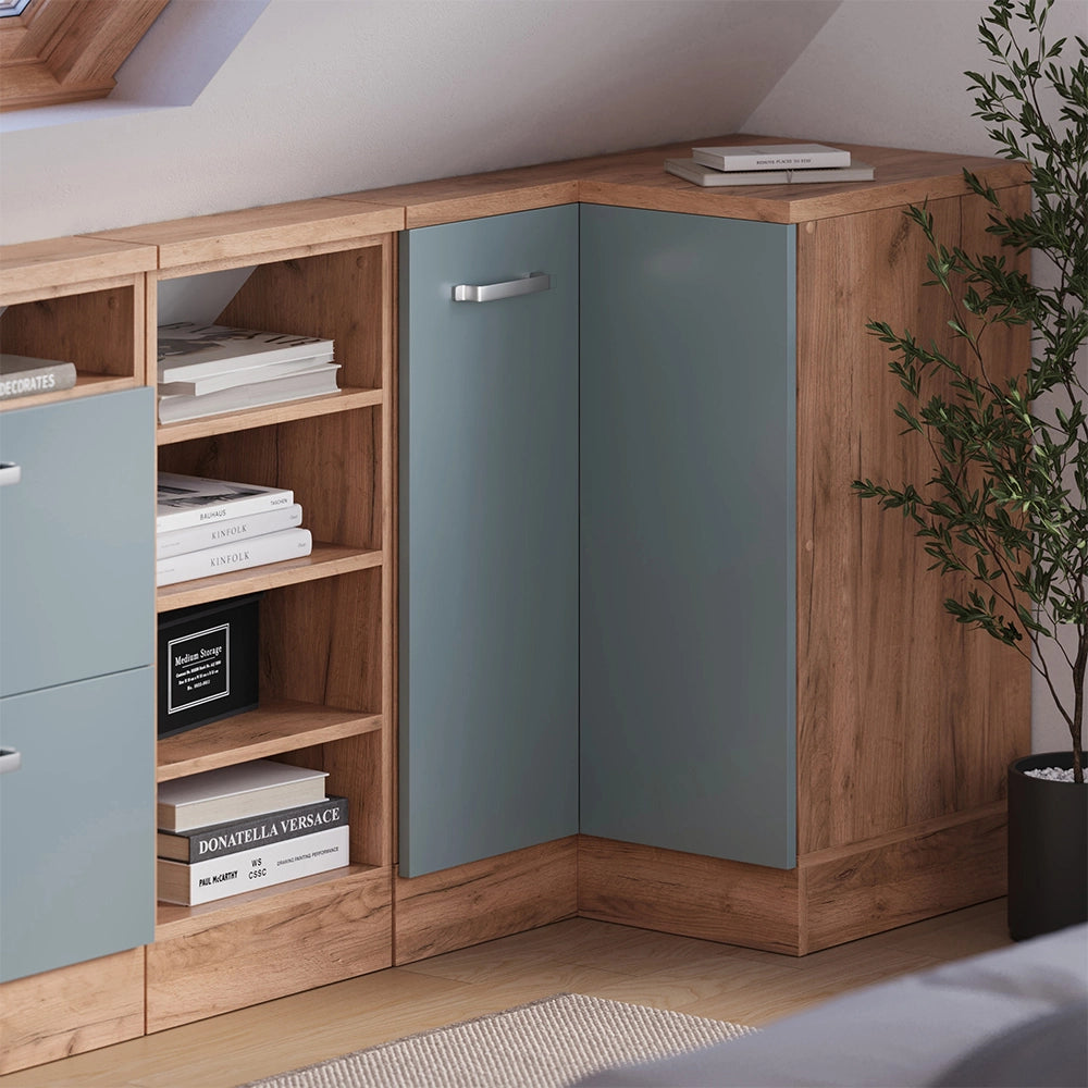 Mobile sottotetto Mobile angolare Rion Grigio-blu/Rovere dorato 75.6 x 83.8 cm con 1 porta Vicco