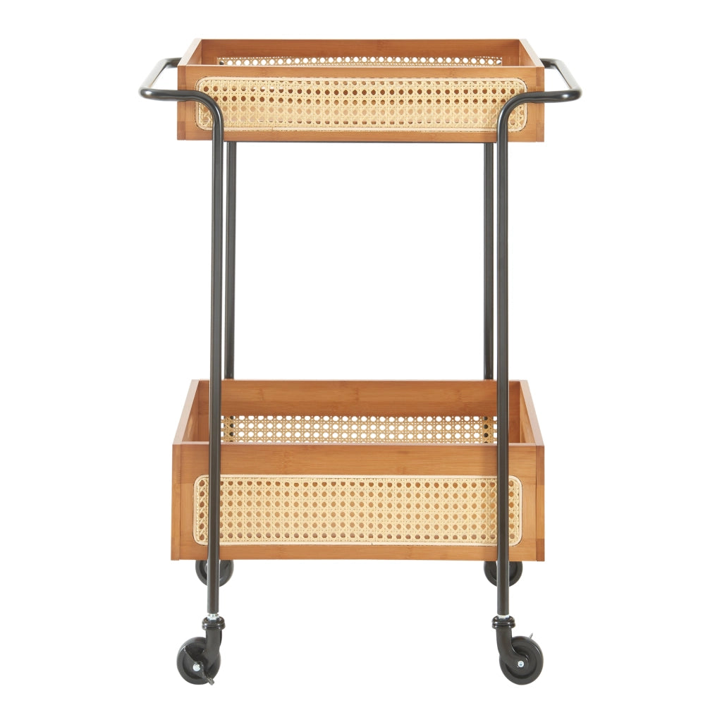 Carrello Portatutto Tervola Portavivande a Rotelle con 2 Cesti Rimovibili - Nero /Naturale [en.casa]