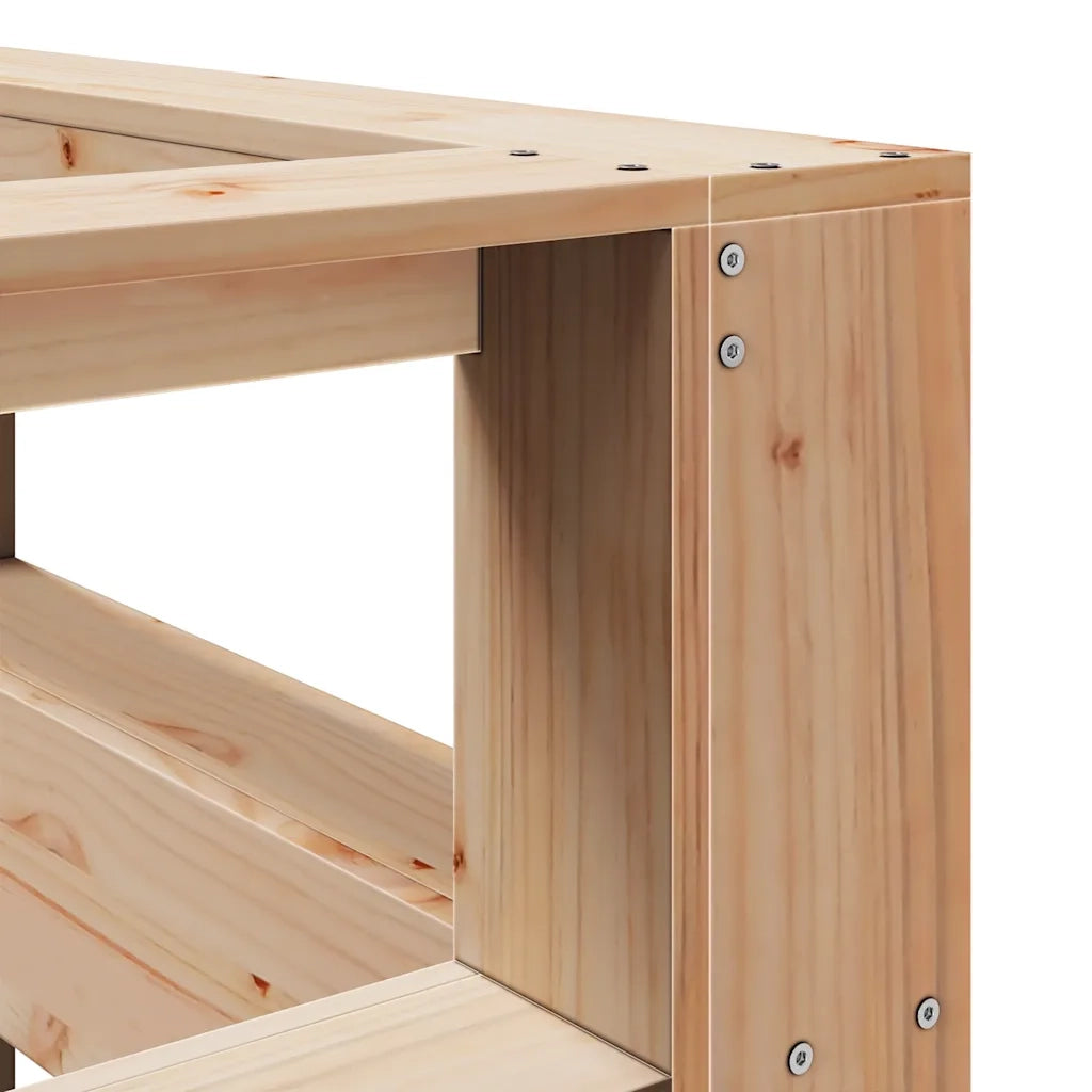 Testiera libreria a L-Testata contenitore 160 cm in Legno Massello di Pino