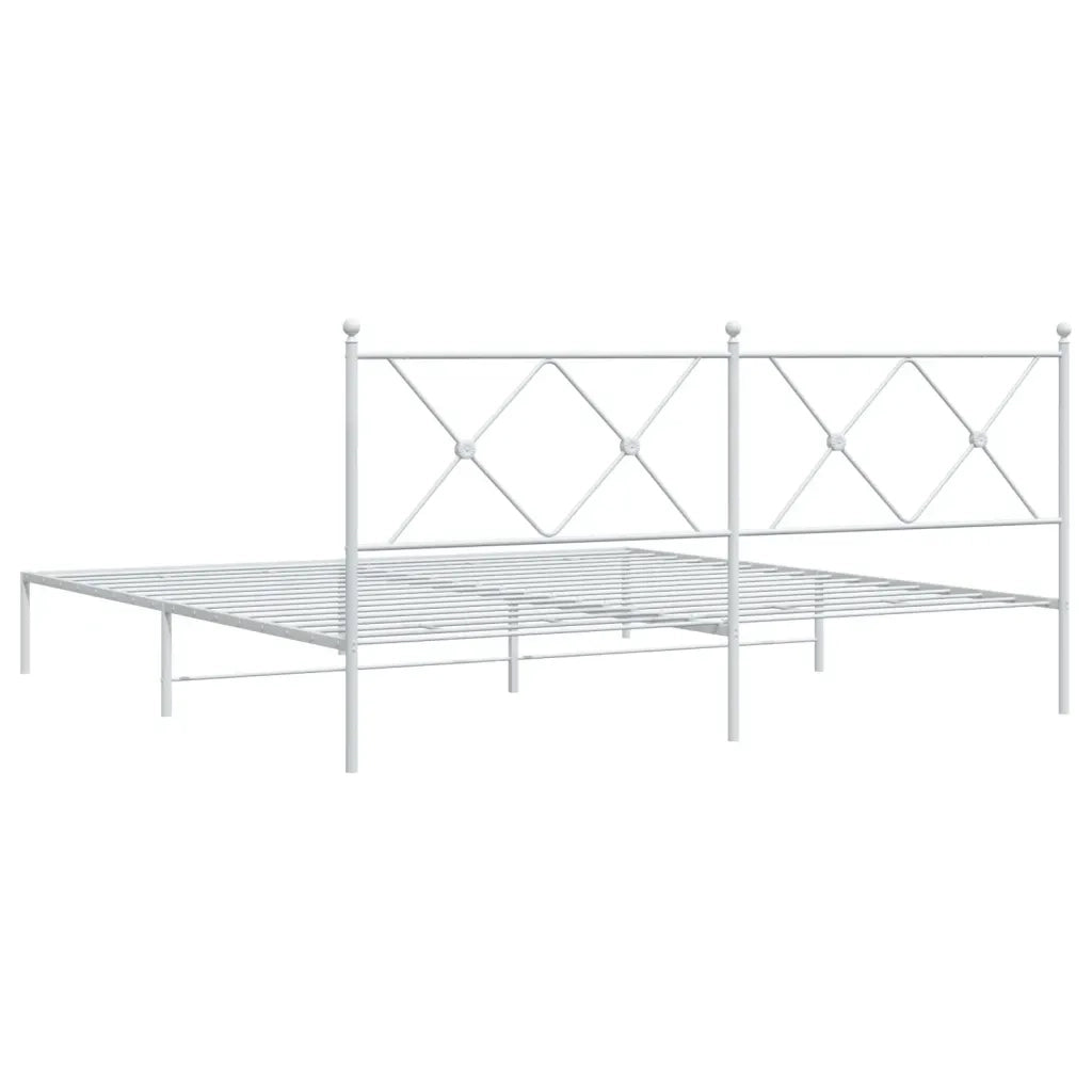 Giroletto con Testiera-Struttura Letto con testiera Metallo Bianco 180x200 cm 660018