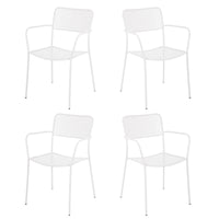 Set 4 sedie da Giardino con Braccioli 57x45/58x81,5h cm in Metallo Aura Bianco