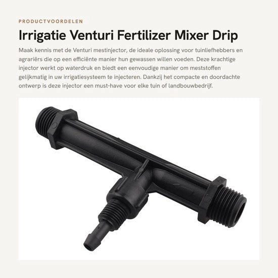 Iniettore di nutrienti per irrigazione - 1/2" Sistema di goccia - 140 x 75 x 30 mm - Potenza idraulica - Agricoltura e giardinaggio - Materiale plastico