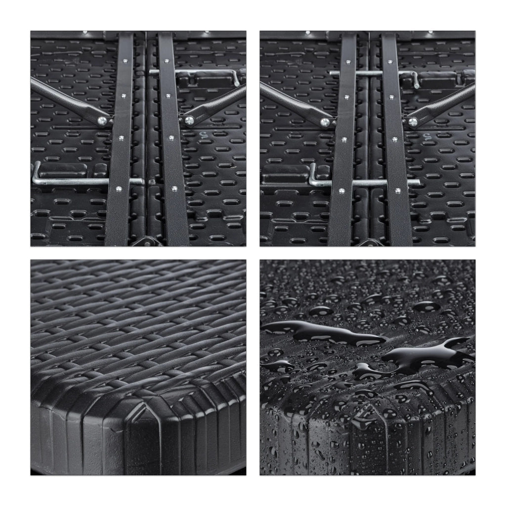 Tavolo da giardino pieghevole da campeggio 72 x 178 x 74 cm nero 2013111