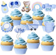 36 pezzi di schiuma per dolce, palloncino arcobaleno, copricupcake e copritorta per festa di compleanno bambino (blu)