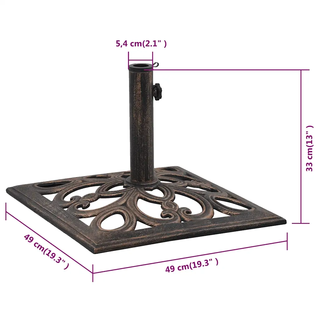 Base Ombrellone-Supporto per ombrellone Bronzo 12 kg 49 cm in Ghisa