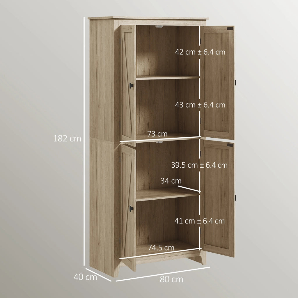 Mobile Cucina 4 Ante con Ripiani Regolabili ¨C zephmum ¨C Legno 80x40x182cm