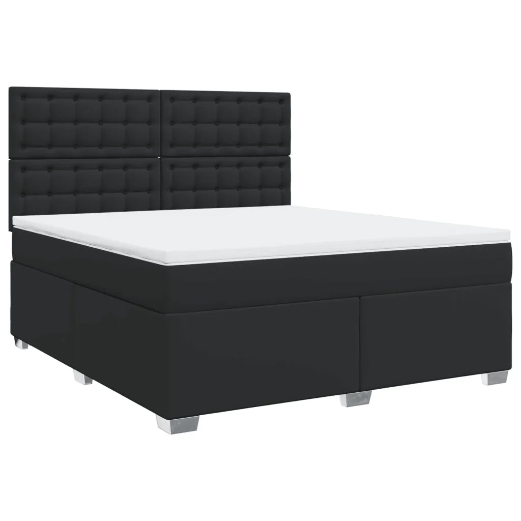 Giroletto a Molle con Materasso Nero 180x200 cm in Similpelle